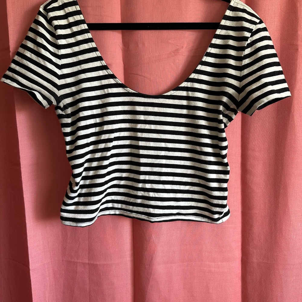 Striped Black and White Women's Top